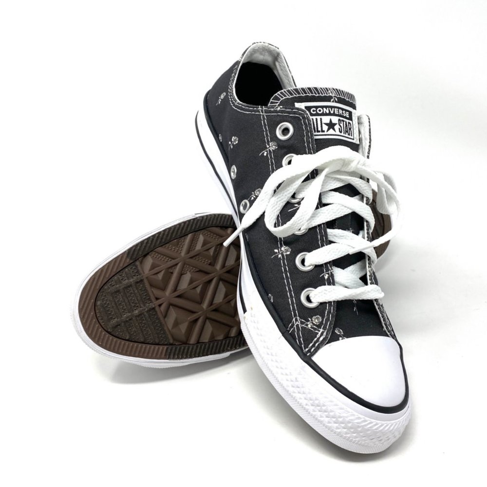 Converse 170990F Women CTAS OX Dainty Floral Black Canvas Low Sneaker AUTHENTIC_8